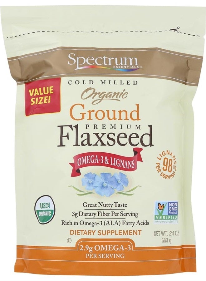 Spectrum بذور الكتان المطحونة العضوية، 24 أونصة - Image 1