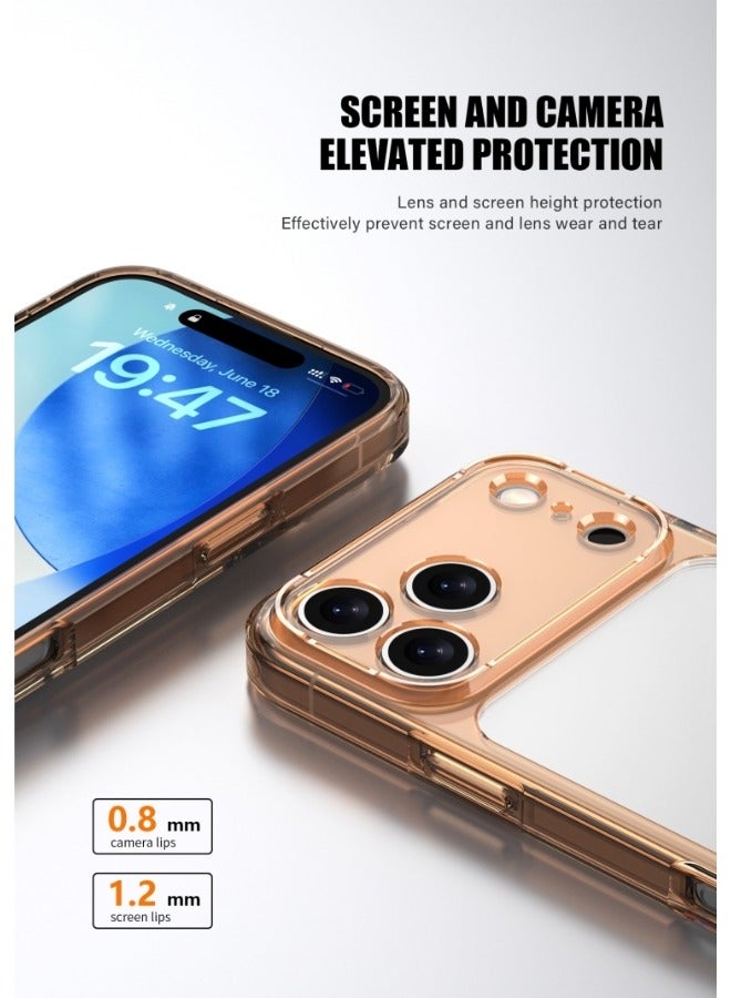 Magnetic ultra-thin protective case for iPhone 17 pro max, compatible with MagSafe, full protection of camera lens, ultra-thin and lightweight transparent simple protective mobile phone case (transparent orange) - Image 2