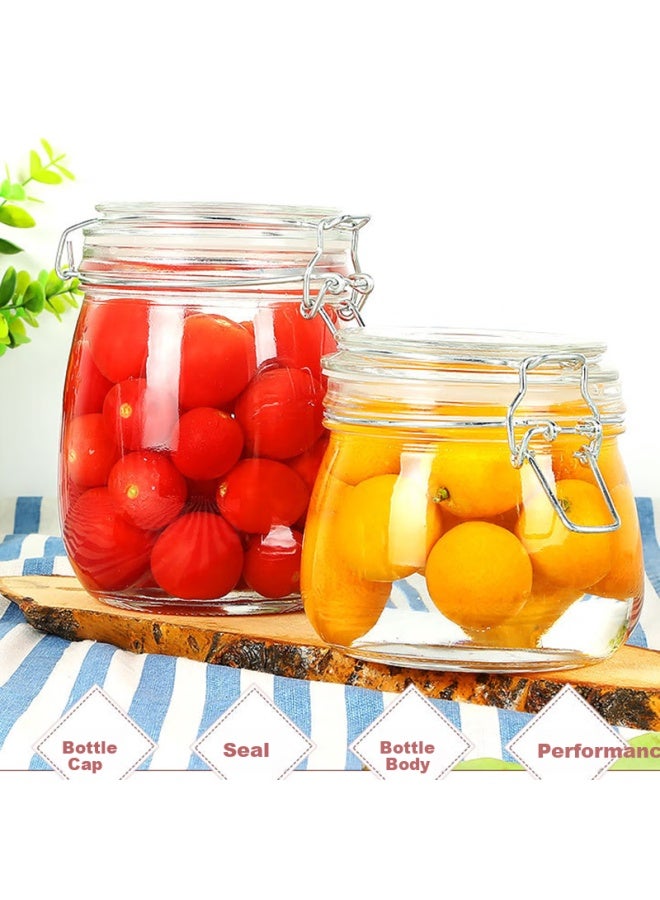 All-round Quanshi Lead-free Glass Storage Jar, 750ml Transparent, For Honey And Lemon, Airtight Container, Pickling And Storage, Set Of Two - Image 2