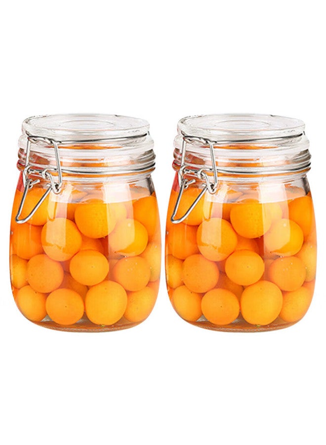All-round Quanshi Lead-free Glass Storage Jar, 750ml Transparent, For Honey And Lemon, Airtight Container, Pickling And Storage, Set Of Two - Image 1