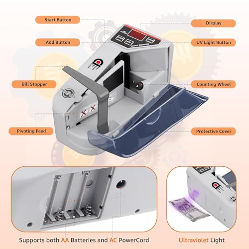 COI Portable LED Mini Note Counting Machine with UV/WM Detection, Auto-Shutoff — Fast Currency Counter for Home, Office & Business (Indian Rupees) - Image 4