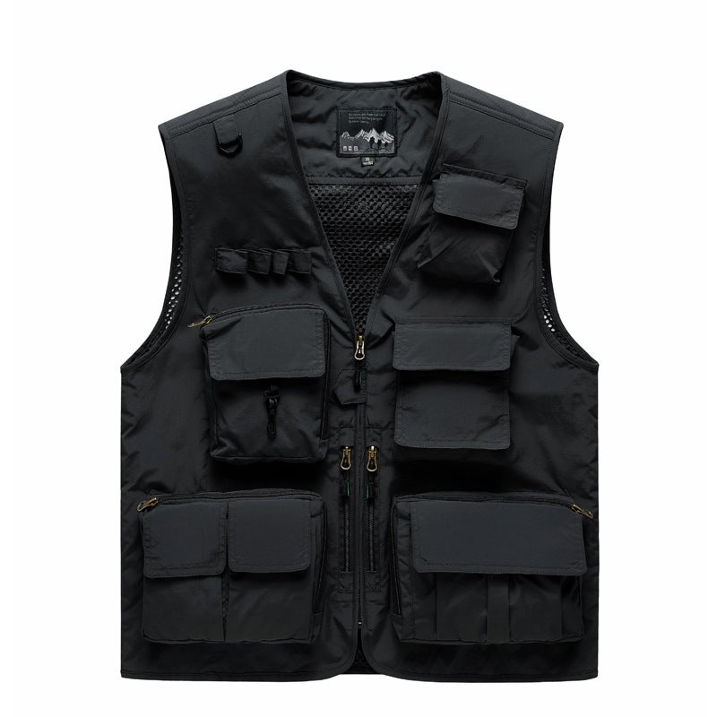 Outdoor Men'S Vest Thin Pographic Vest Plus Fat Plus Plus Outdoor Men'S Multi-Pocket Fishing Vest Orange - Image 3