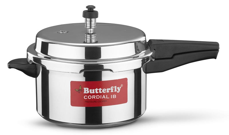 Butterfly Cordial 5 Litres Pressure Cooker | Outer Lid | Induction & Gas Stove Compatible | Food Grade Virgin Aluminium | ISI Certified | Silver - Image 1