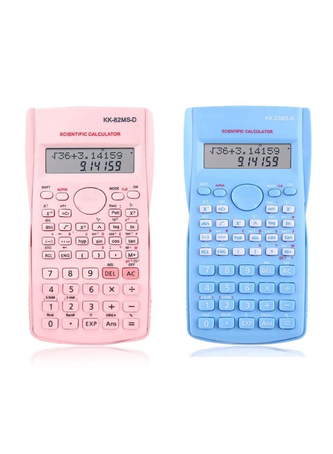 SYOSI 2 Pcs Scientific Calculators, Engineering Scientific Calculator with 240 Functions, Scientific Calculator with Digital LCD Display for Students, Teachers and Business Use (Pink, Blue) - Image 1