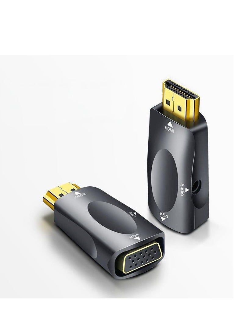 محول HDMI ذكر إلى VGA أنثى مع دعم الصوت - محول فيديو بدقة 1080 بكسل لأجهزة الكمبيوتر المحمول والكمبيوتر الشخصي وصندوق التلفزيون ووحدة التحكم في الألعاب إلى شاشة VGA وجهاز العرض والتلفزيون - مزامنة الصوت والفيديو، التوصيل والتشغيل، أسود، كابل متضمن - Image 2