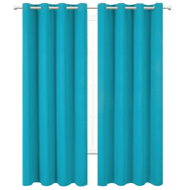 LEMOMO Teal Thermal Blackout Curtains/52 x 95 Inch/Set of 2 Panels Room Darkening Curtains for Bedroom - Image 2