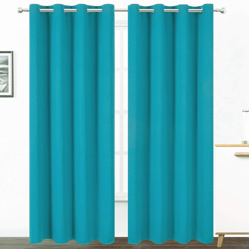 LEMOMO Teal Thermal Blackout Curtains/52 x 95 Inch/Set of 2 Panels Room Darkening Curtains for Bedroom - Image 1