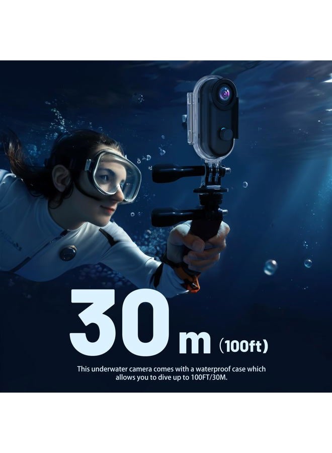 Intepoll كاميرا أكشن ميني 4K بسعة 128 جيجابايت، كاميرا محمولة قابلة للارتداء مع تسجيل فيديو، مقاومة للماء IPX7، مثبت خوذة، DV رياضي مغناطيسي للدراجات، الحيوانات الأليفة، الفلوجينغ (أسود) - Image 4