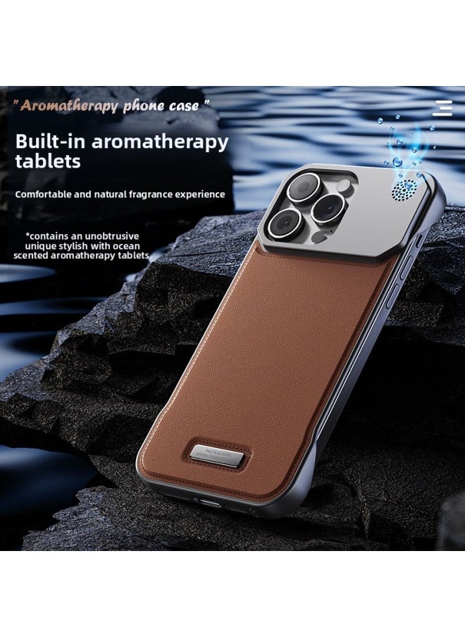 ماركة غير محددة - ينطبق على حافظة الهاتف المحمول Iphone 16 بدون إطار مغناطيسي لهاتف Iphone15 من الجلد العطري 14 حافظة واقية مقاومة للسقوط 13- اللون: بني [شفط مغناطيسي + جلد + علاج عطري] - النماذج القابلة للتطبيق: لهاتف Iphone 16pro - Image 1