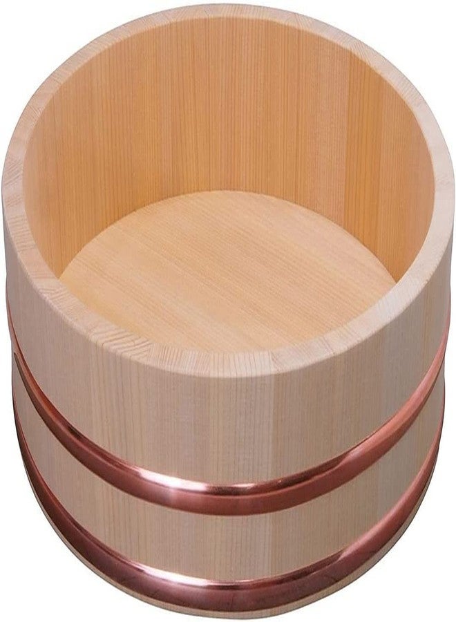 TIKUSAN Wooden Hangiri Sushi Rice Mixing Tub Copper Band Made in Japan Made of Sawara Cypress Sushi Rice Bowl Sushi Oke (13" (33cm)) - Image 1