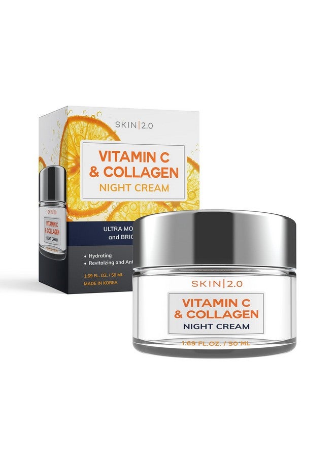 سكين 2.0 فيتامين C والكولاجين مرطب للوجه مضاد للشيخوخة وشد البشرة وكريم الليل لتفتيح البشرة ولم يتم الإساءة إلى الحيوانات لتصنيعه للعناية بالبشرة الكورية لجميع أنواع البشرة 1.69 فلوريدا أونصة سائلة. أوز - Image 1