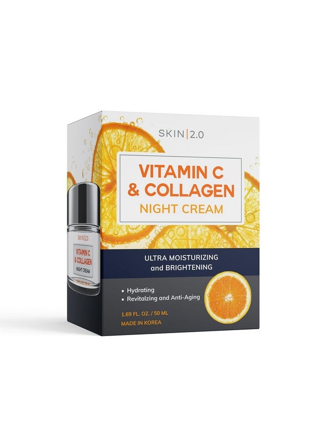 سكين 2.0 فيتامين C والكولاجين مرطب للوجه مضاد للشيخوخة وشد البشرة وكريم الليل لتفتيح البشرة ولم يتم الإساءة إلى الحيوانات لتصنيعه للعناية بالبشرة الكورية لجميع أنواع البشرة 1.69 فلوريدا أونصة سائلة. أوز - Image 2
