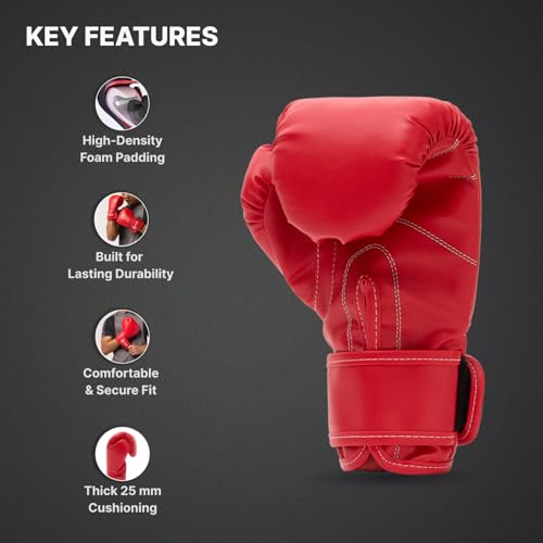 Cult Neo Boxing Gloves 10 OZ – Pro-Style Training Gloves for Sparring, Heavy Bag & Mitt Work – Premium PU Leather, Shock Absorbing Padding, Ergonomic Design with Wrist Support – Red - Image 2