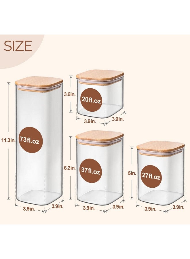 ComSaf ComSaf Food Storage Containers with Airtight Lids Set of 6, Clear Glass Canister Food Jar with Sealing Lid Kitchen Pantry Storage Container for Spaghetti Pasta Sugar Flour Oat Cereal Beans, Square  - Image 2