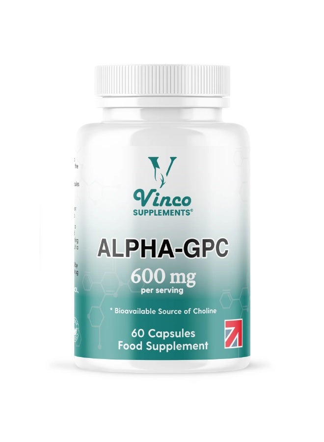 Vinco Supplements Alpha GPC Choline Supplement – Improves Memory & Increases Focus, 60 Capsules - Image 1