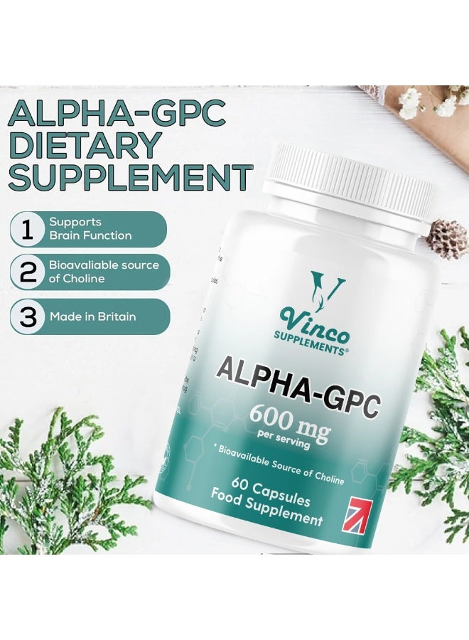 Vinco Supplements Alpha GPC Choline Supplement – Improves Memory & Increases Focus, 60 Capsules - Image 5