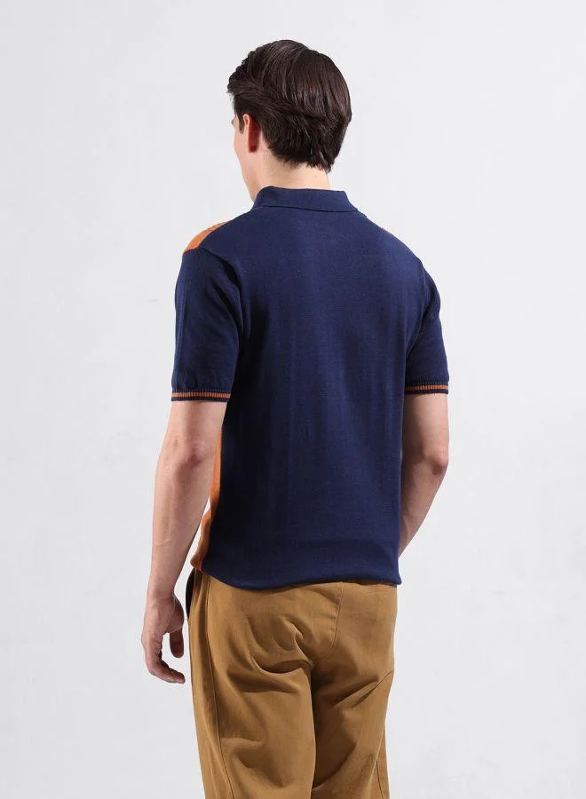 شركة المرآب الهندية Men Slim Fit Textured Polo Neck Half Sleeves T-Shirt