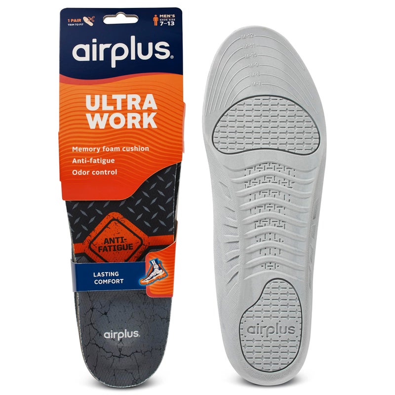 Airplus Ultra Work Memory Plus Shoe Insoles for All Day Comfort and Foot Pain Relief Mens Size 713