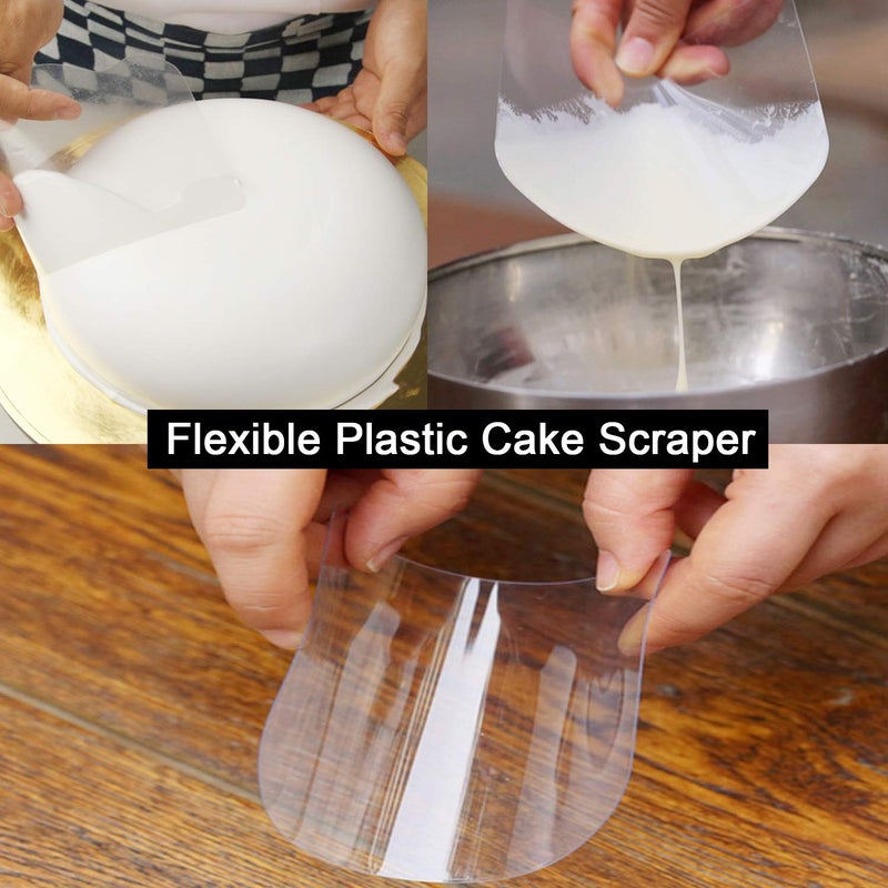 انفين مجموعة أدوات تزيين الكيك من أنفين، مكشطة بلاستيكية، مكشطة تزيين الكيك، مكشطة أكثر سلاسة لتزيين حافة الزبدة، الكعك أكثر سلاسة، مرنة للخبز، مطبخ DIY لأعياد الميلاد (10 قطع) - Image 5