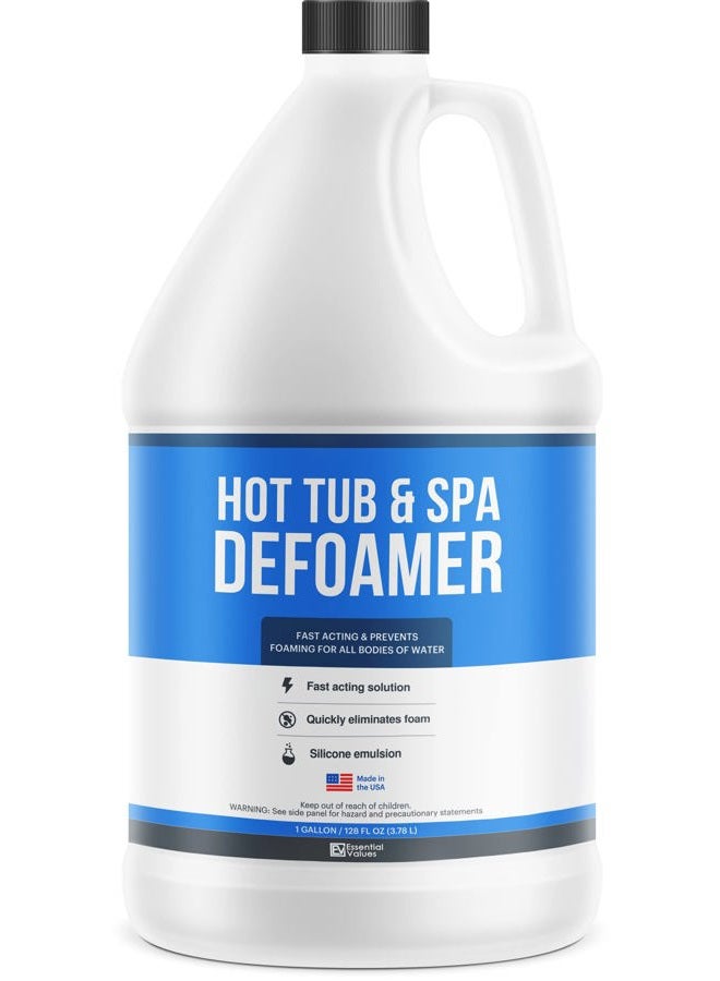 Essential Values Hot Tub, Pool & Spa Defoamer (1 Gallon / 128oz) – Quickly Removes Foam Without The Use of Harsh Hot Tub Chemicals, Eco-Friendly & Safe with Silicone Emulsion Formula. Get the foam down - Image 1