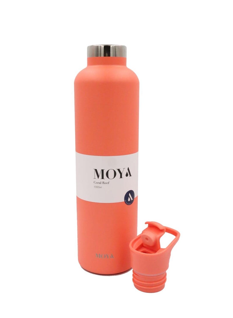 Moya "Coral Reef" 1L Insulated Sustainable Water Bottle Coral Spout Lid - Image 3