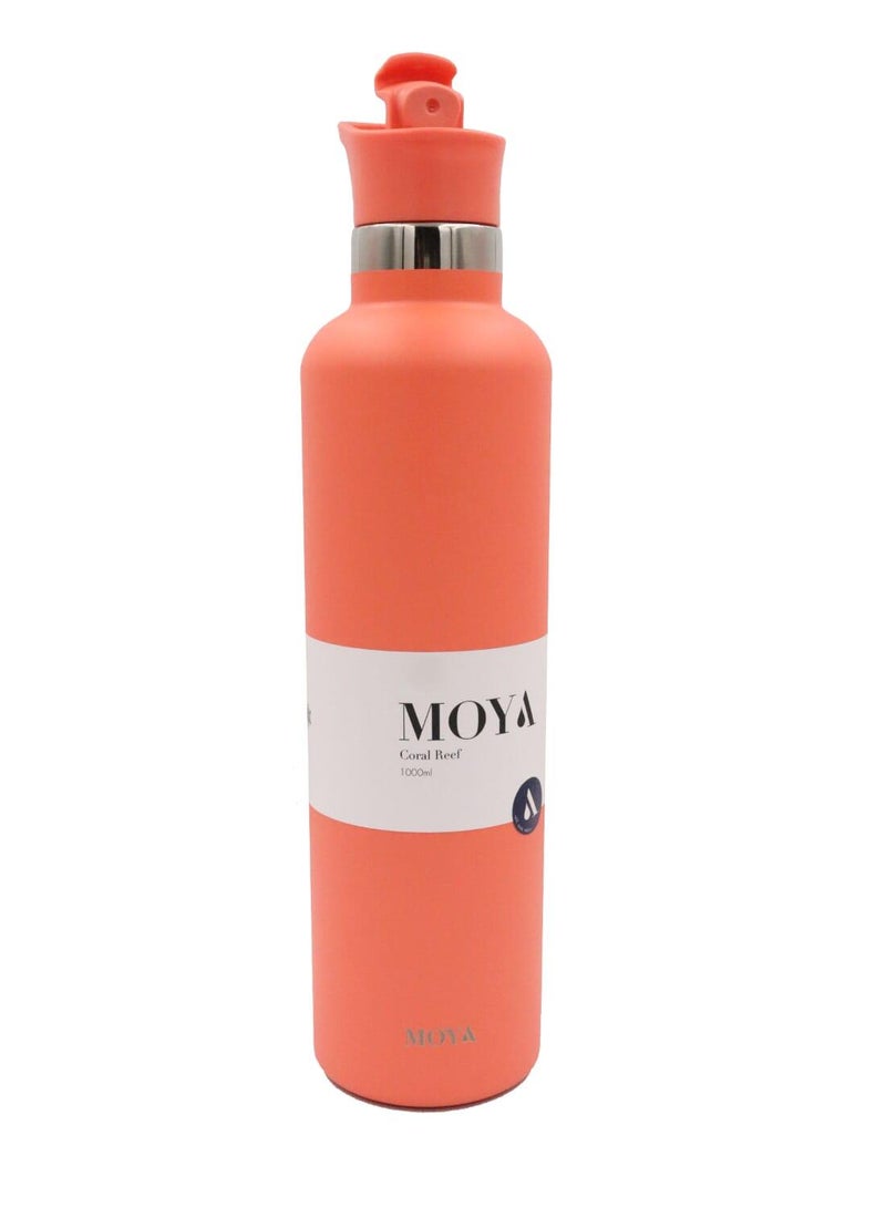 Moya "Coral Reef" 1L Insulated Sustainable Water Bottle Coral Spout Lid - Image 2