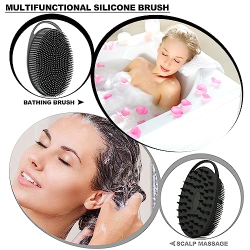 HAYSNA 2 Pack Silicone Body Scrubber, Loofah Double-Sided Body Brush,Shower Scrubber and Scalp Massager Shampoo Brush for Sensitive Kids Women Men All Kinds of Skin (Black & Gray) - Image 3