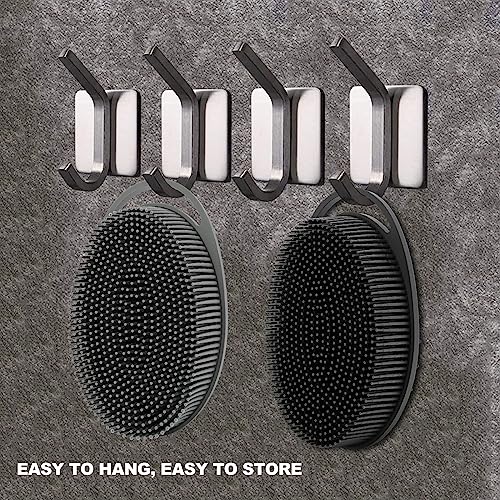 HAYSNA 2 Pack Silicone Body Scrubber, Loofah Double-Sided Body Brush,Shower Scrubber and Scalp Massager Shampoo Brush for Sensitive Kids Women Men All Kinds of Skin (Black & Gray) - Image 5