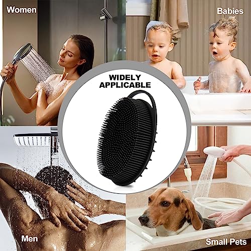 HAYSNA 2 Pack Silicone Body Scrubber, Loofah Double-Sided Body Brush,Shower Scrubber and Scalp Massager Shampoo Brush for Sensitive Kids Women Men All Kinds of Skin (Black & Gray) - Image 2