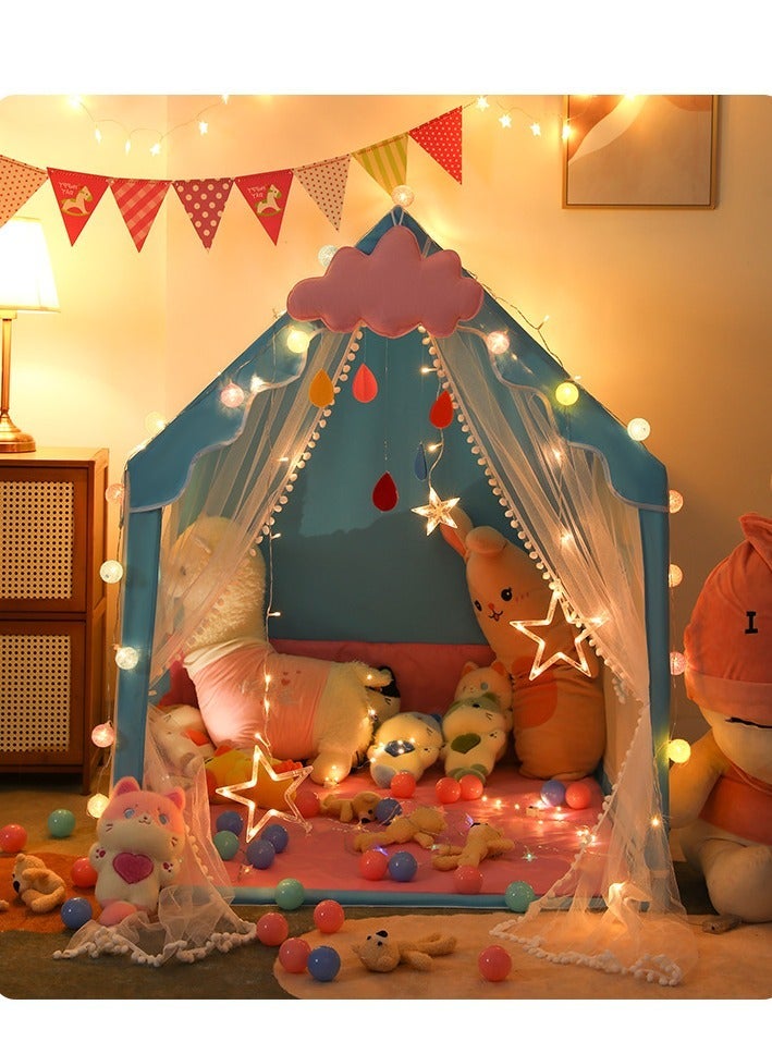 XICEN Kids Playhouse with LED Lights and Cloud-shaped Pendant, Play Tent Game House for Boys Girls, Children's Outdoor Indoor Activity Center Princess Castle - Image 4