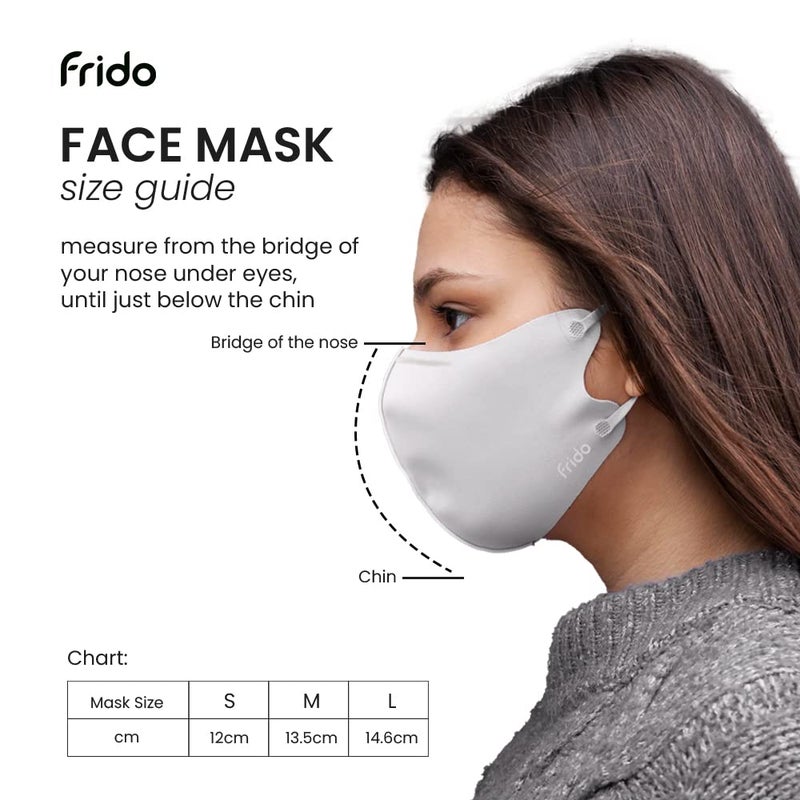 Frido ULTIMATE PRO Copper Masks with Adjustable Ear Loops and Nose Clip, Copper Treated Layer, Breathable and Washable Mask for Men and Women, Made in South Korea, Medium- Metallic Grey (Pack of 1) - Image 4