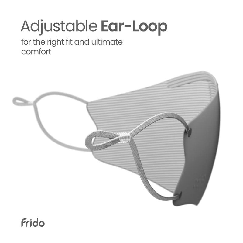Frido ULTIMATE PRO Copper Masks with Adjustable Ear Loops and Nose Clip, Copper Treated Layer, Breathable and Washable Mask for Men and Women, Made in South Korea, Medium- Metallic Grey (Pack of 1) - Image 3