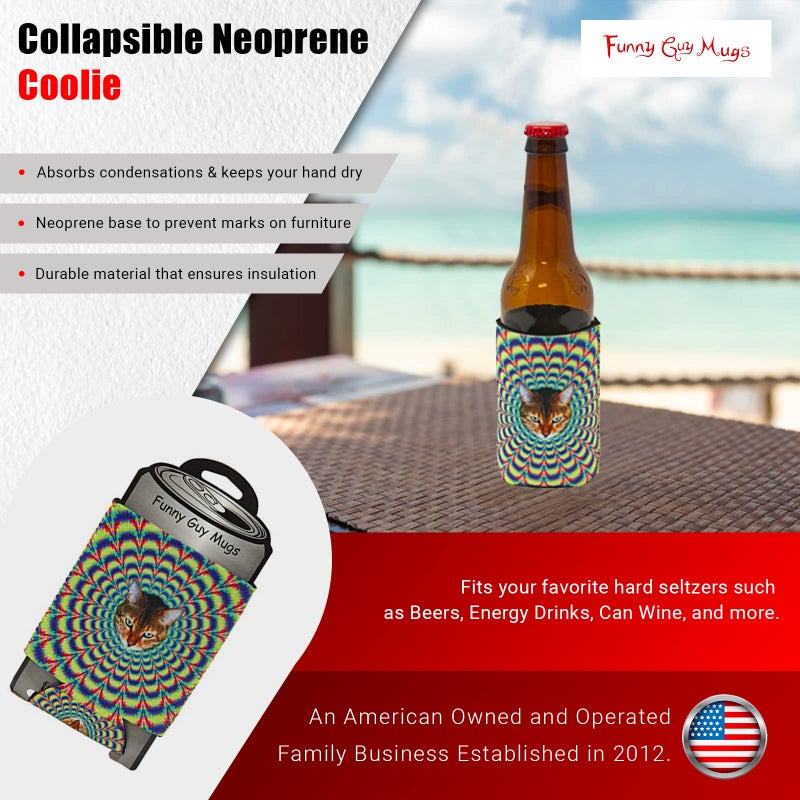 Funny Guy Mugs Psychedelic Cat Collapsible Neoprene Can Coolie - Drink Cooler - Image 2
