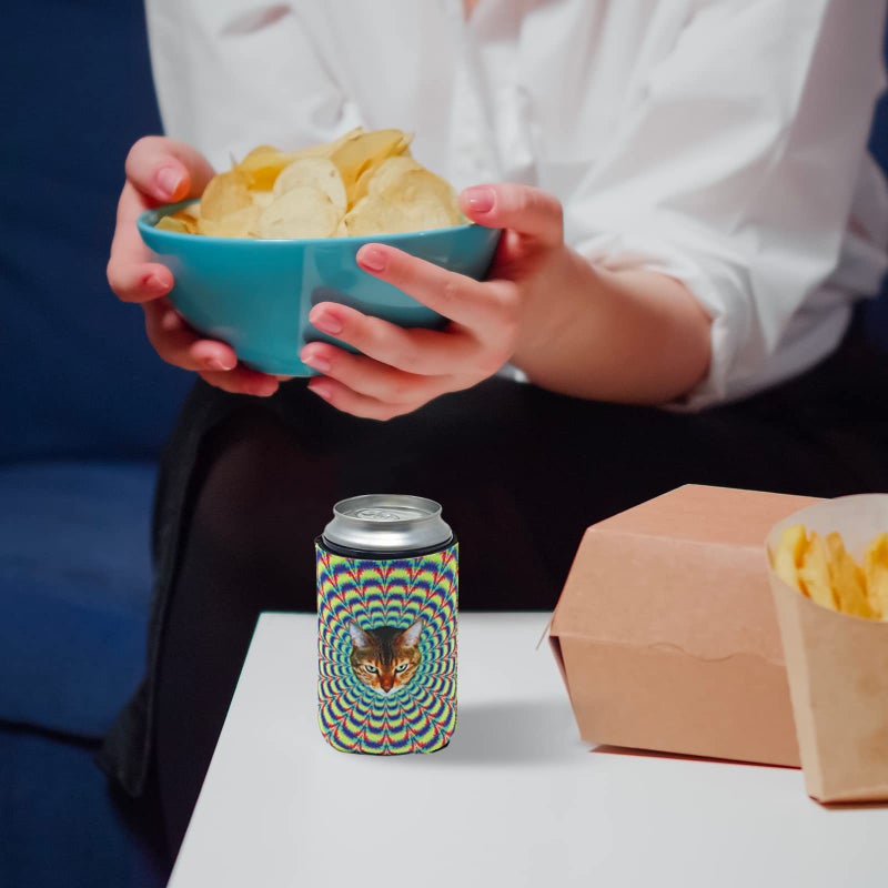 Funny Guy Mugs Psychedelic Cat Collapsible Neoprene Can Coolie - Drink Cooler - Image 3