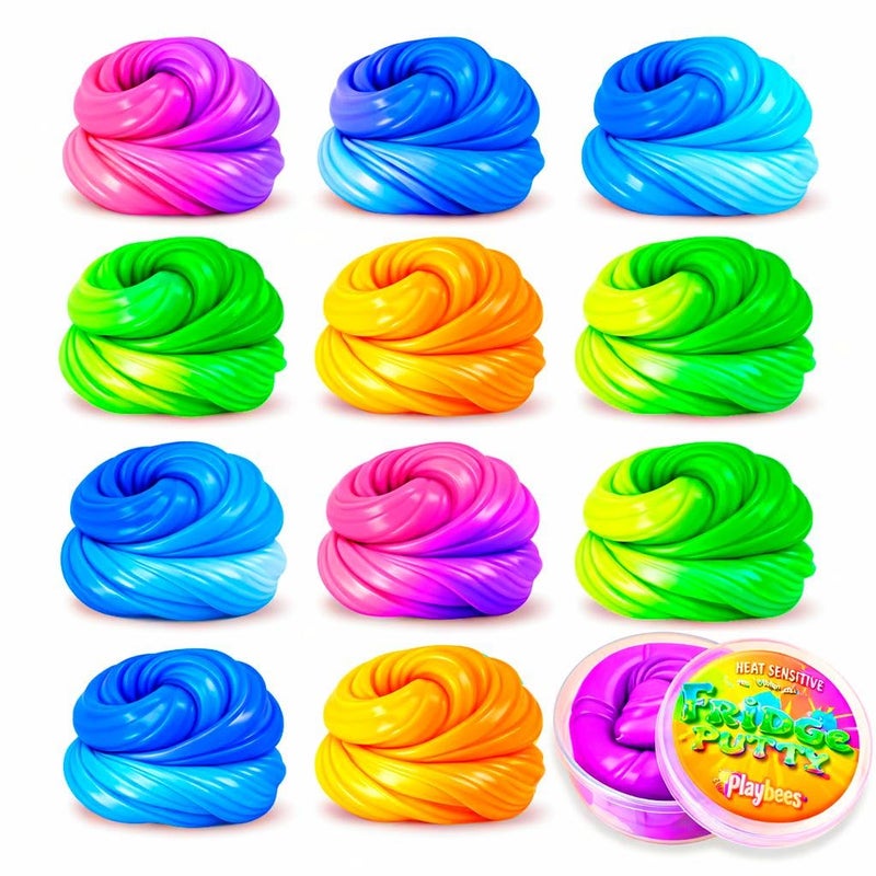Playbees Color Changing Putty 12 Pack - Silly Mini Putty Thinking Slime for Sensory Play, Educational Games, Fidget 8-15 - Heat Sensitive Magical Color Shifts - Slime Favors 0.5 Oz - Image 1