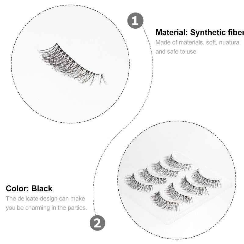 4 Pair Nautural False Eyelashes Lifelike Fake Eyelashes Handmade Fiber Eyelashes for Woman - Image 5