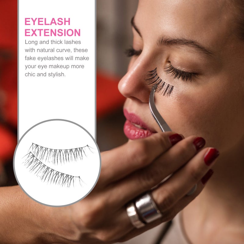 4 Pair Nautural False Eyelashes Lifelike Fake Eyelashes Handmade Fiber Eyelashes for Woman - Image 2