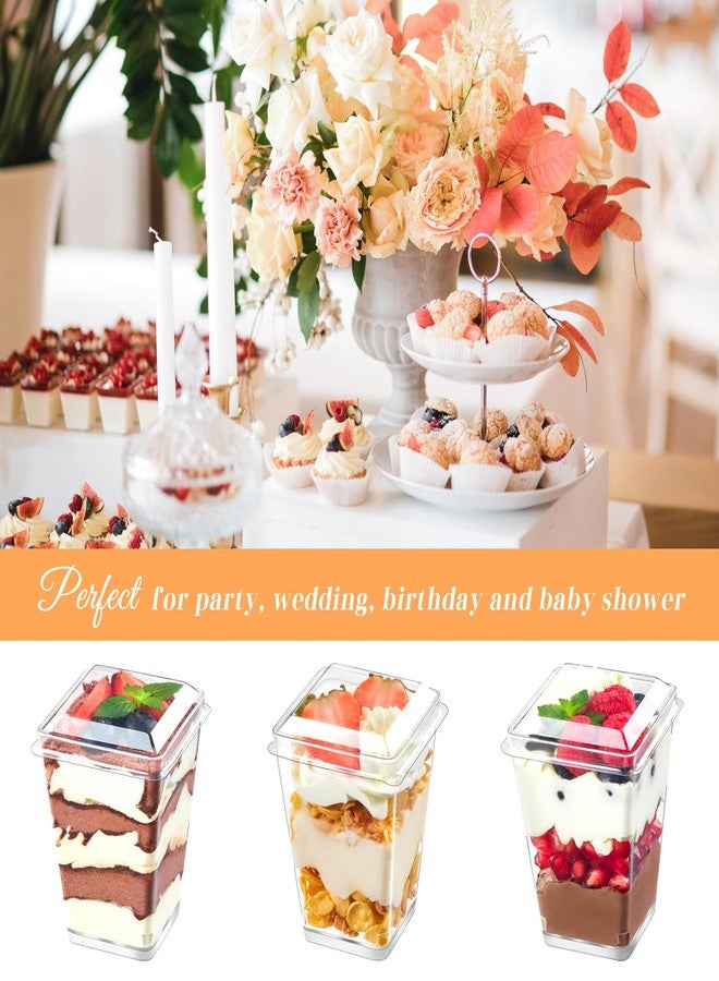 Kucoele 50 Pack 5 oz Plastic Dessert Cups with Lids and Spoons, Clear Parfait Cups Pudding Cups Mini Party Serving Cups for Appetizer Fruit Yogurt Ice Cream - Image 4