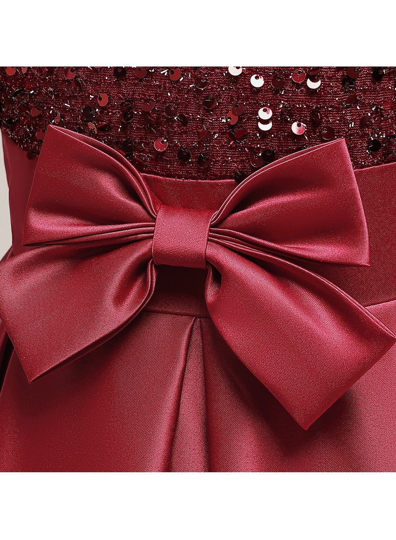 M MIAOYAN Children's Party Piano Performance Sequin Princess Dress - Image 5