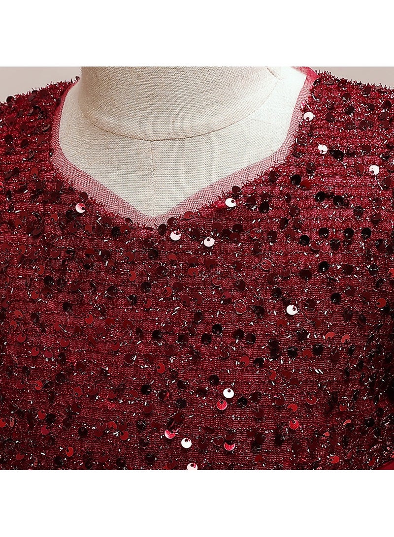 M MIAOYAN Children's Party Piano Performance Sequin Princess Dress - Image 4