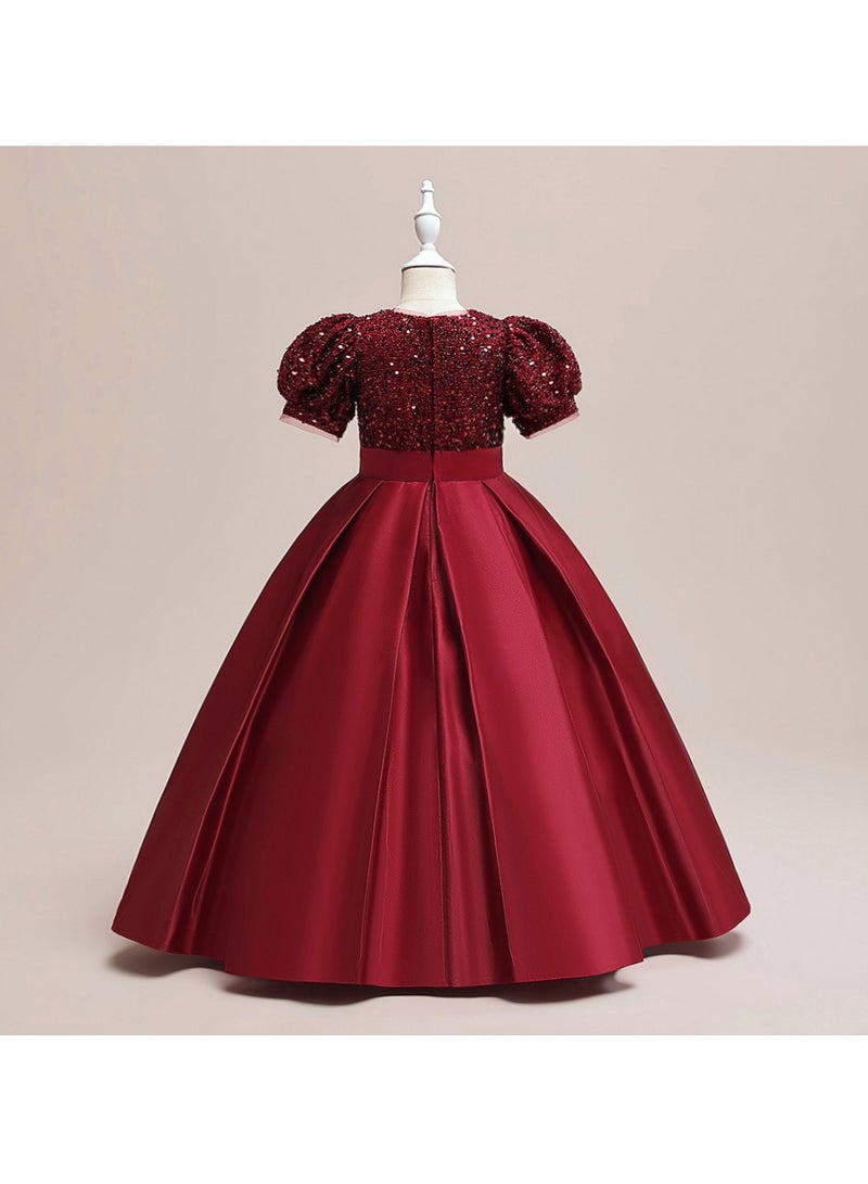 M MIAOYAN Children's Party Piano Performance Sequin Princess Dress - Image 3