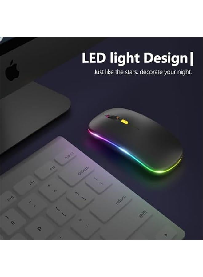 【ترقية】 ماوس لاسلكي LED، ماوس كمبيوتر صامت ورفيع 2.4G، ماوس مكتب ضوئي محمول مع مستقبل USB ونوع C، 3 مستويات DPI قابلة للتعديل للنوت بوك والكمبيوتر واللاب توب وماك بوك - Image 4