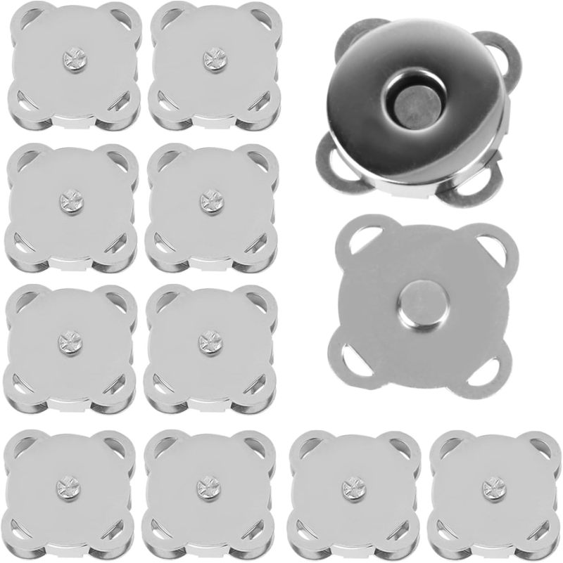Magnetic Snap Buttons: Silver, Strong Hold Bag Closures - Reliable Clothing Fasteners for Diy Craft Supplies, Sewing Projects - Image 1