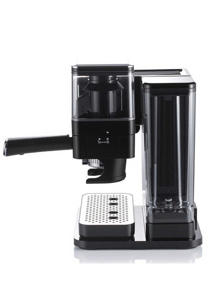 آر إيه أف ماكينة قهوة RAF بقوة 1450 واط مع مطحنة وخفاقة حليب | ماكينة إسبريسو سعة 900 مل، نظام تحضير مزدوج، مطحنة حبوب قهوة مدمجة للإسبريسو والقهوة التركية - Image 3