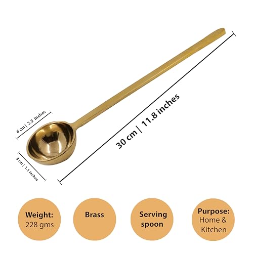 Putrika Traditional Handcrafted Brass Utensil Ladle | Brass Cookware | Serving Spoon |Cooking Ladle|Tableware| Dinnerware (Gravy Ladle) - Image 4