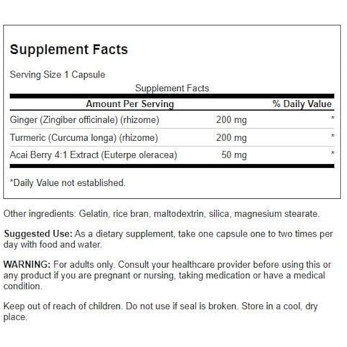 Swanson Full Spectrum Turmeric Acai & Ginger 60 Capsules - Image 2