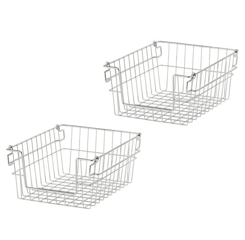 TRINITY 2-Pack Stackable Metal Wire Storage Baskets With Handles, EcoStorage Chrome, 11 Inches - Image 5