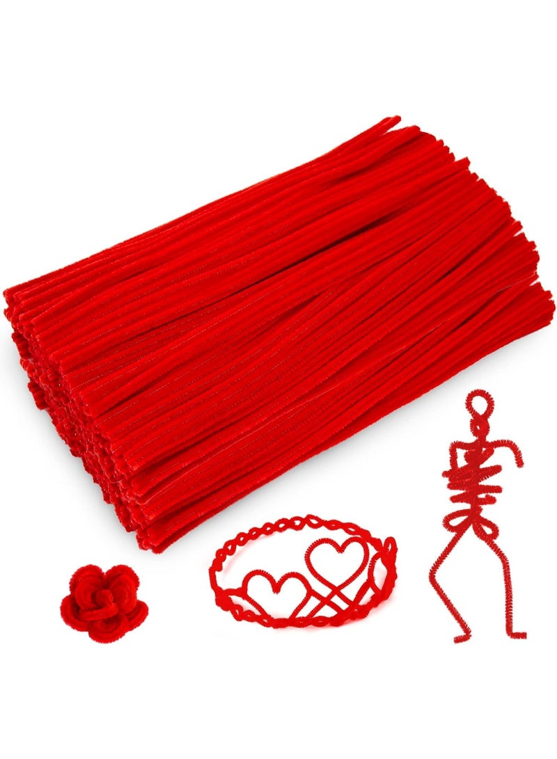 300 Pieces Red Pipe Cleaners Craft Supplies Flexible Chenille Stems for Kids for DIY Craft Projects, Party Decoration, 6mm x 12inch - Image 1