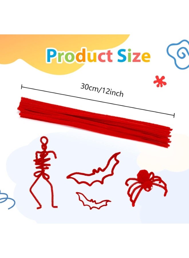 300 Pieces Red Pipe Cleaners Craft Supplies Flexible Chenille Stems for Kids for DIY Craft Projects, Party Decoration, 6mm x 12inch - Image 2