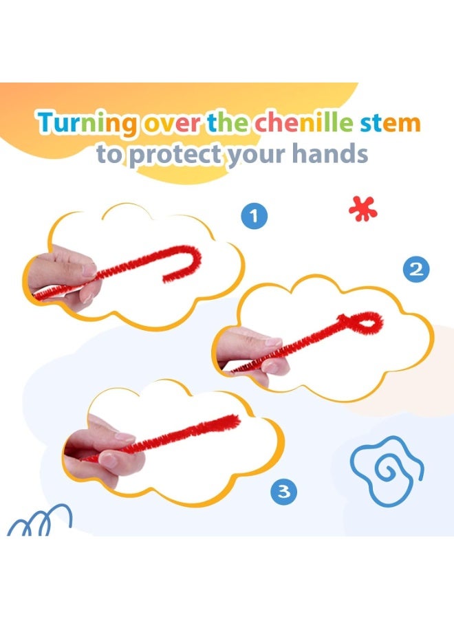 300 Pieces Red Pipe Cleaners Craft Supplies Flexible Chenille Stems for Kids for DIY Craft Projects, Party Decoration, 6mm x 12inch - Image 3